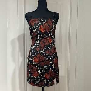 Oriental Red Dragon Design Dress | Zara